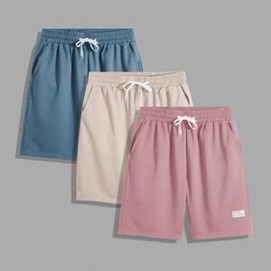 Manfinity Hypemode Men 3Pcs Letter Patched Drawstring Waist Track Shorts